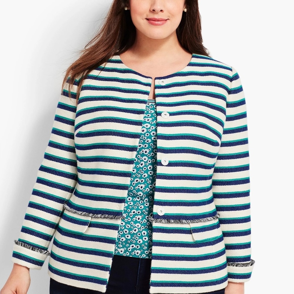 Talbots STRIPE FRINGE JACKET